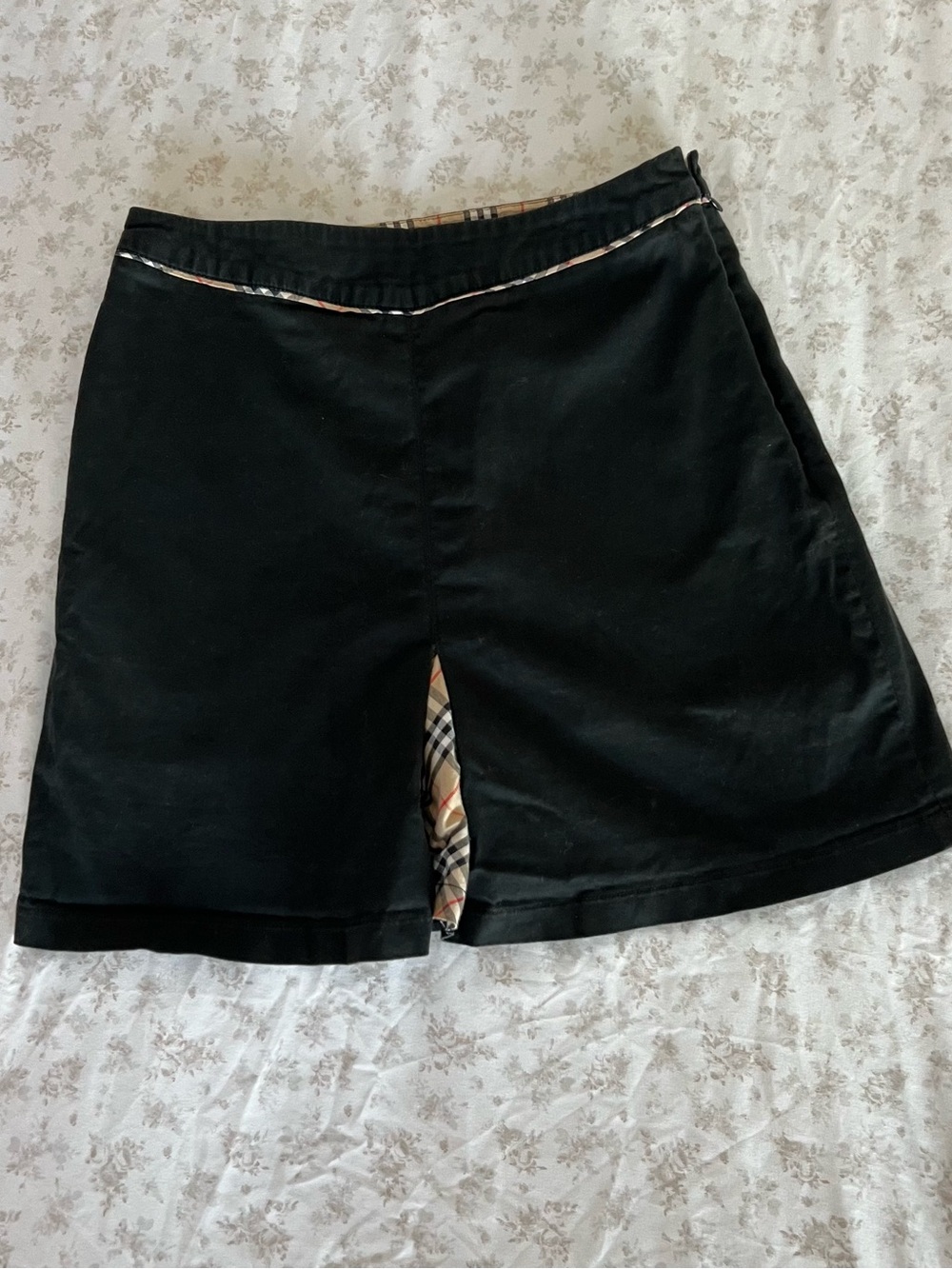 Burberry Black Shorts with Signature Check Accents